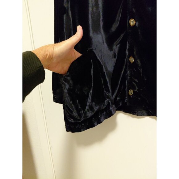 CP Shades Blazer Black Velvet Pockets Small Oversized Lagan Look - Picture 3 of 6